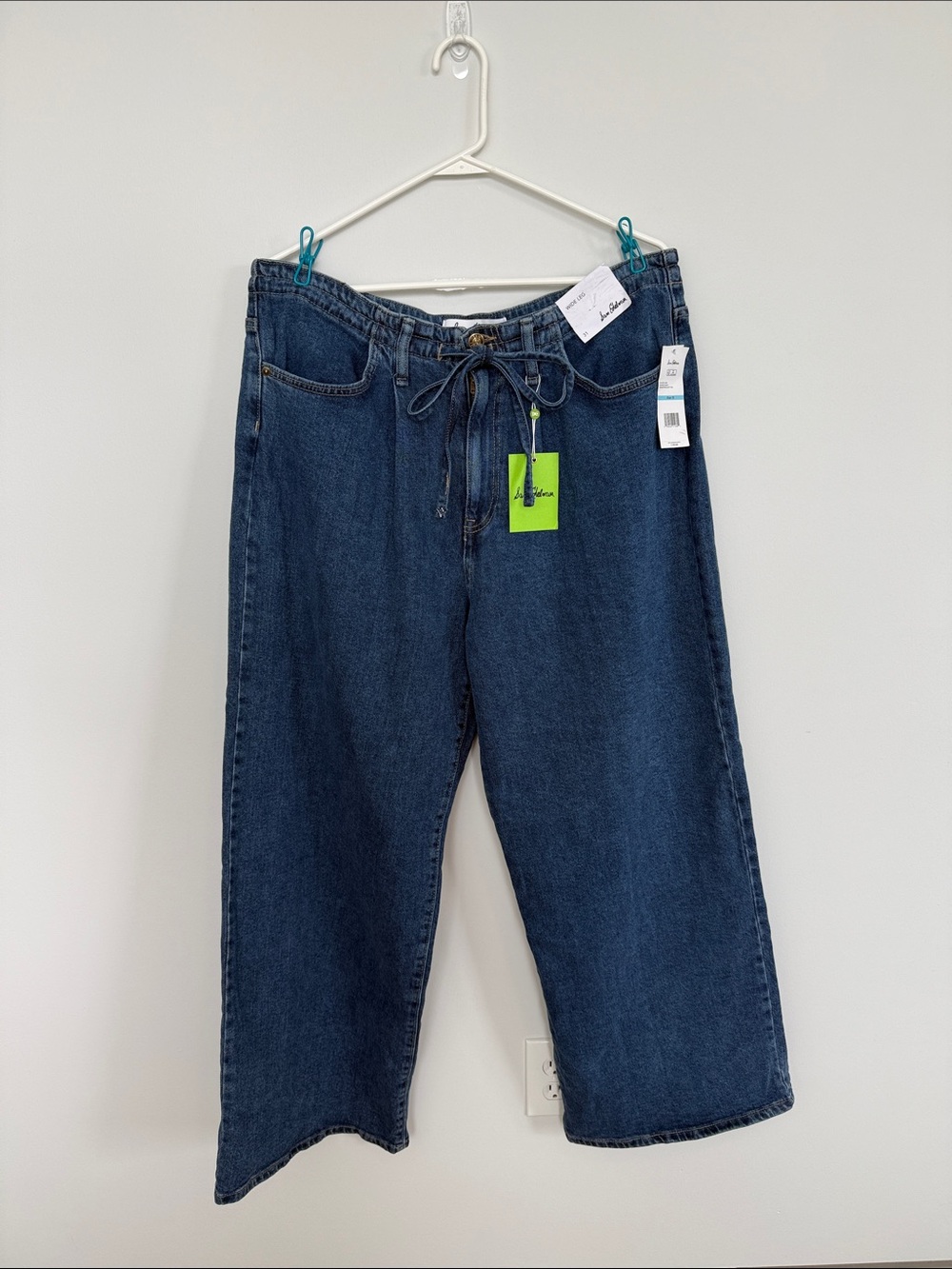 Sam Edelman Dark Blue Wide-Leg Jeans with Drawstring